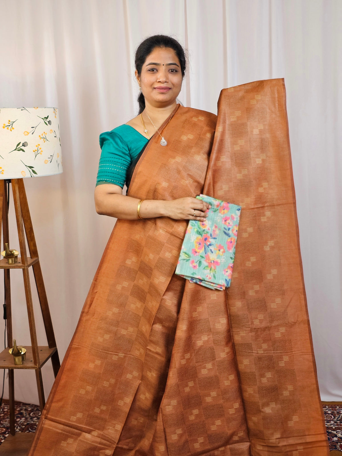 Bhagalpuri Fancy Sarees with Extra Matching Blouse - Honey Brown