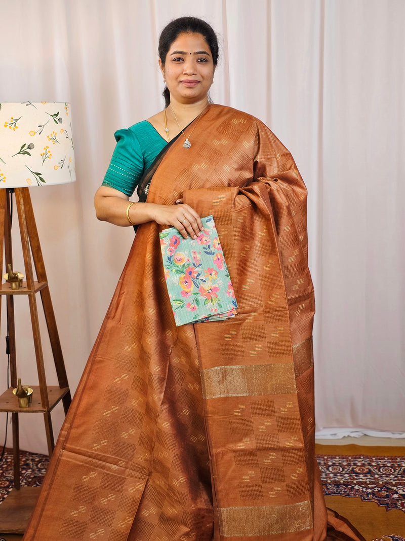 Bhagalpuri Fancy Sarees with Extra Matching Blouse - Honey Brown