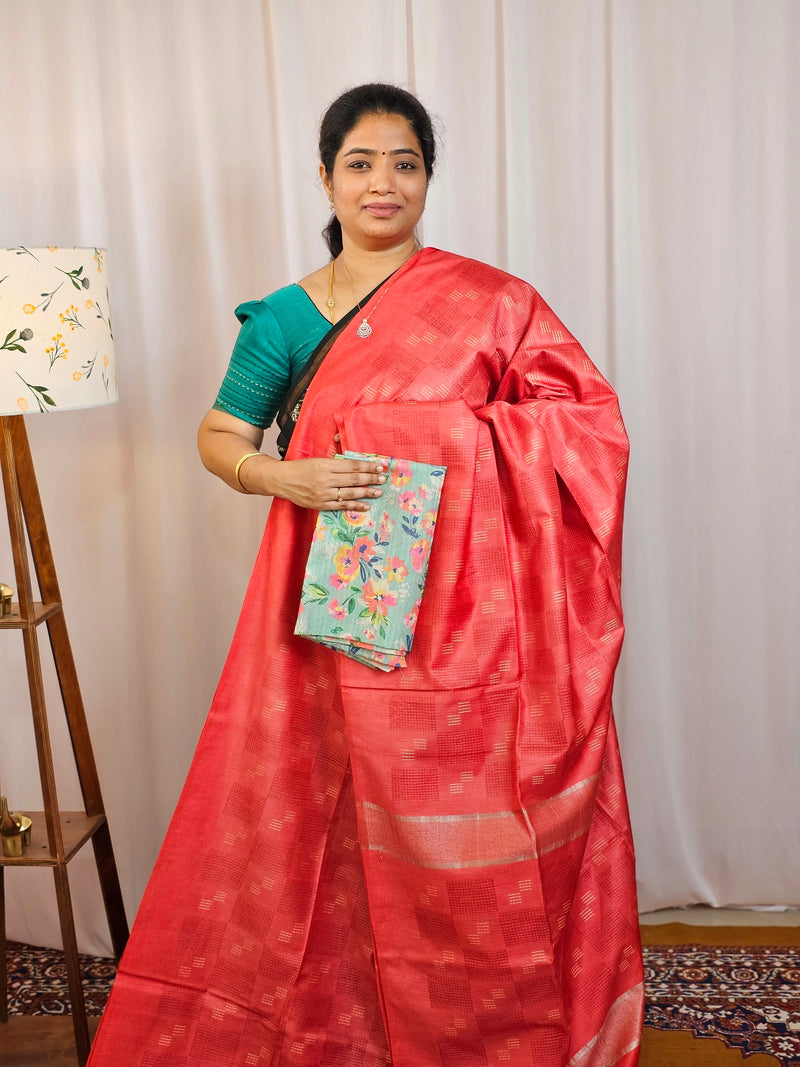 Bhagalpuri Fancy Sarees with Extra Matching Blouse - Peach