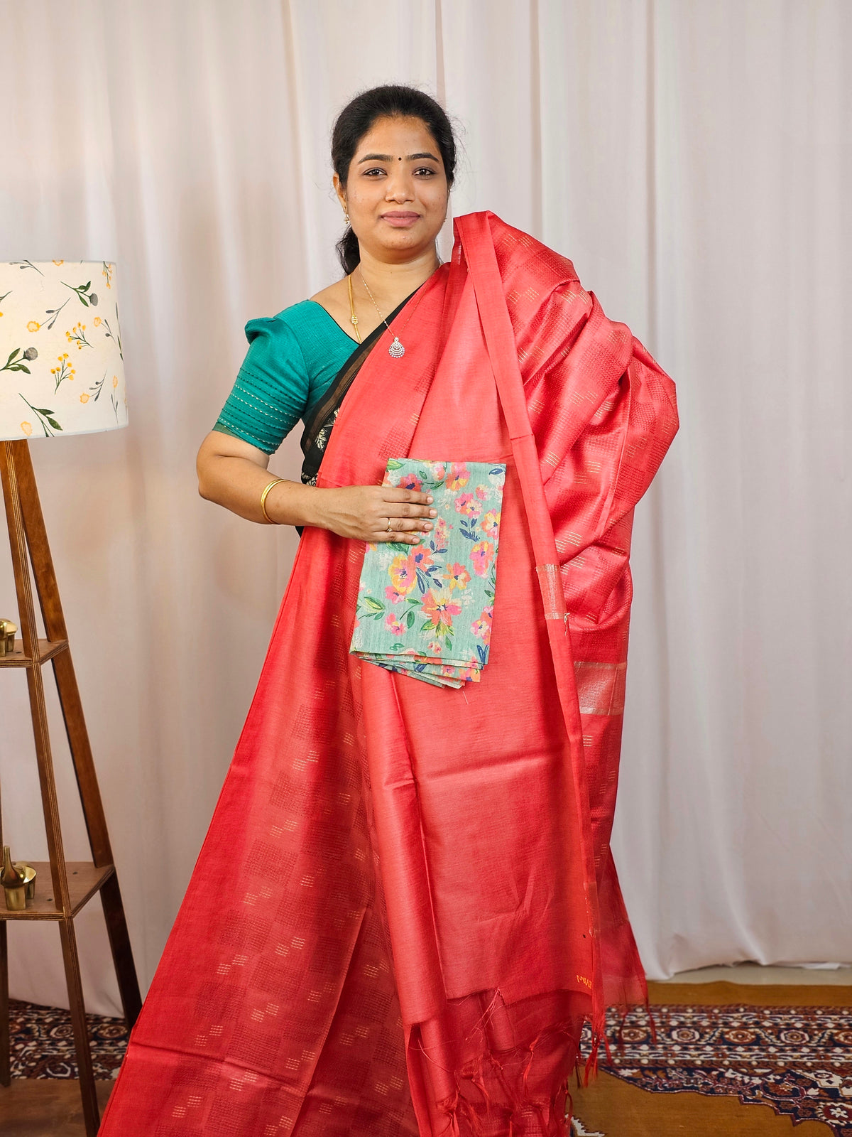 Bhagalpuri Fancy Sarees with Extra Matching Blouse - Peach