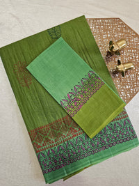 Pure Cotton with Hand Block Prints - Green