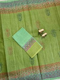 Pure Cotton with Hand Block Prints - Green
