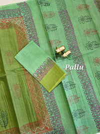 Pure Cotton with Hand Block Prints - Green