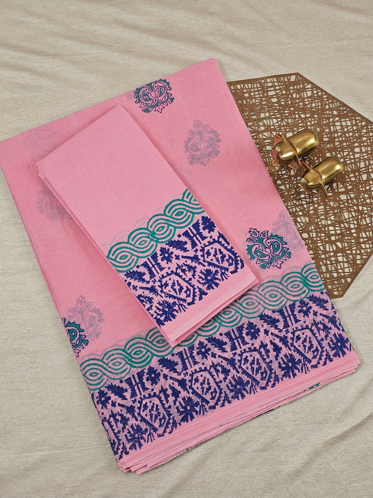 Pure Cotton with Hand Block Prints - Pink