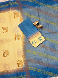 Pure Cotton with Hand Block Prints - Sandal with Peacock Blue
