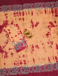 Pure Cotton with Hand Block Prints - Beige with Maroon