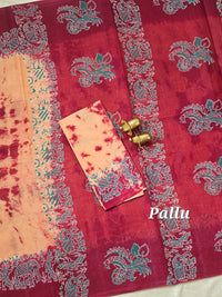 Pure Cotton with Hand Block Prints - Beige with Maroon