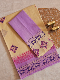 Pure Cotton with Hand Block Prints - Sandal with Lavender