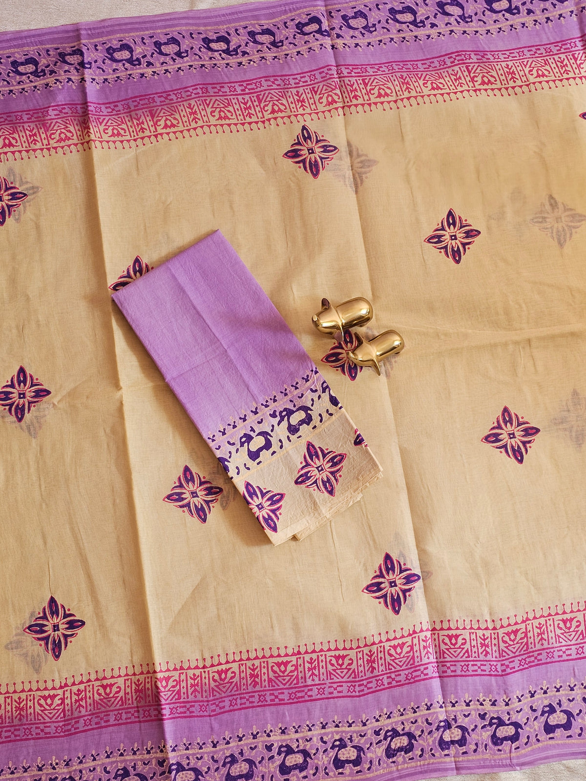 Pure Cotton with Hand Block Prints - Sandal with Lavender