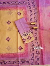 Pure Cotton with Hand Block Prints - Sandal with Lavender
