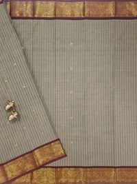 Kanchi Cotton Saree - Beige with Maroon
