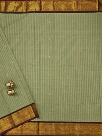 Kanchi Cotton Saree - Green with Maroon