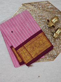 Kanchi Cotton Saree - Pink with Maroon