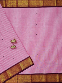 Kanchi Cotton Saree - Pink with Maroon
