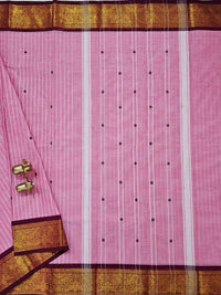 Kanchi Cotton Saree - Pink with Maroon
