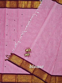 Kanchi Cotton Saree - Pink with Maroon