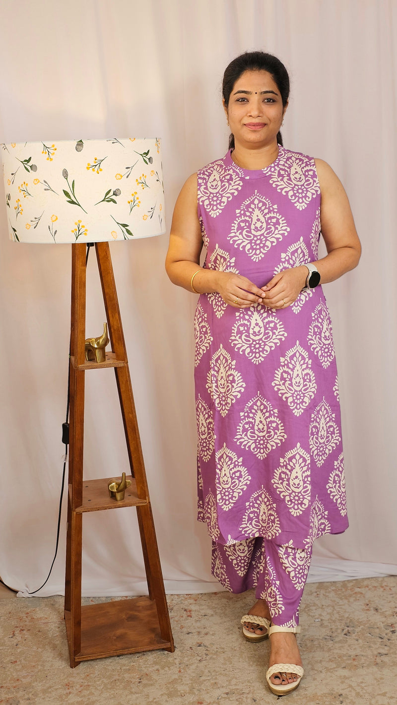 Rayon Co-ord Set - Soft Lavender
