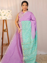 Handwoven Mangalagiri Pattu Saree with Digital Prints  - Pink with Sea Green