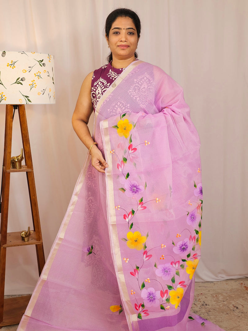 Semi Tussar Kota with Hand Painted Saree - Lilca