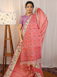 Unique Semi Tussar with Zari Weaving Butti - Peach