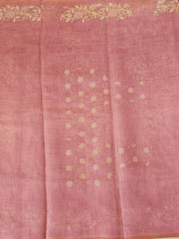 Linen Tissue with Aari Work - Pink