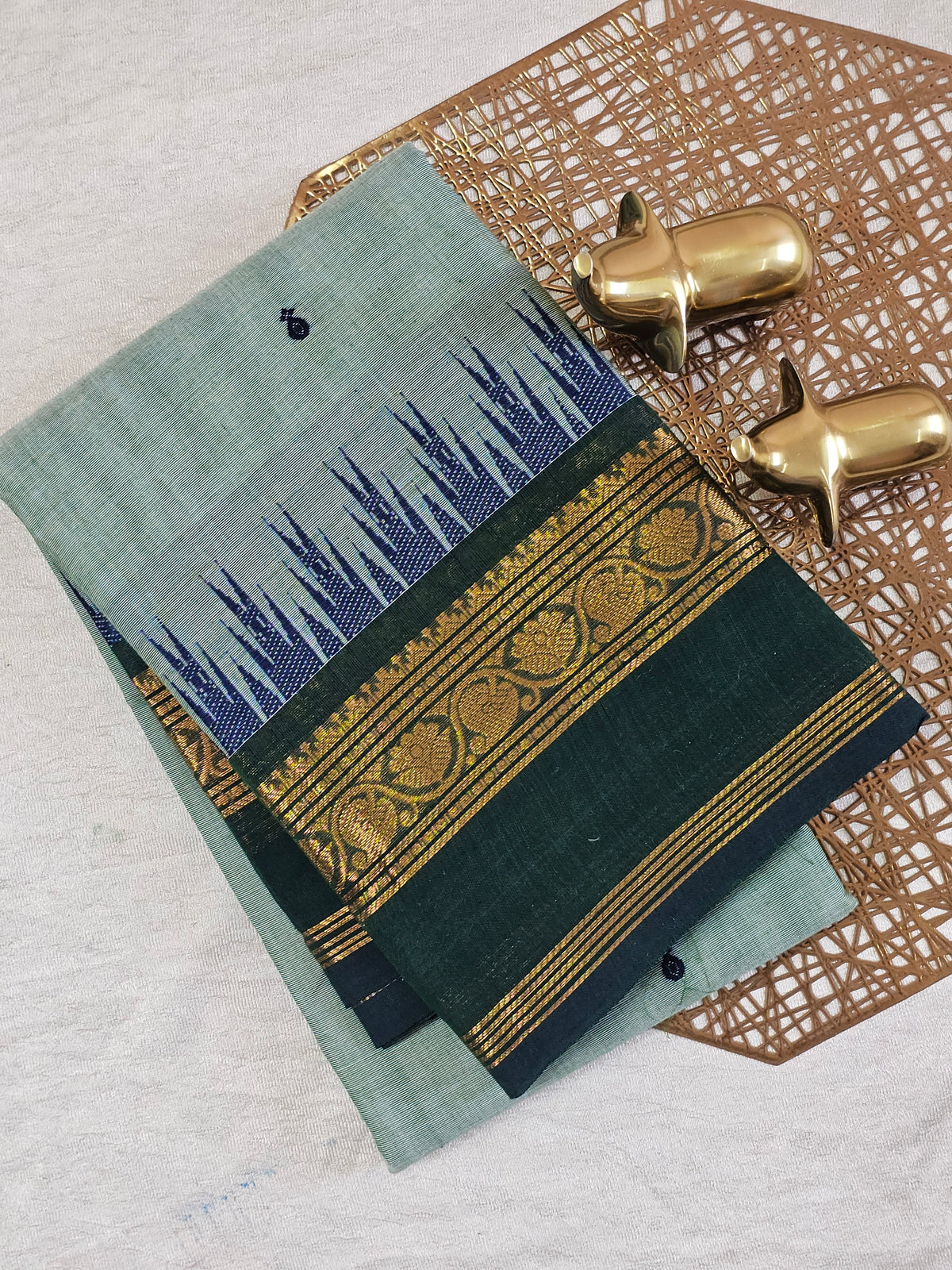 Chettinad Cotton Saree - Pastel Green