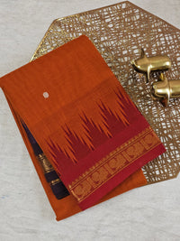 Chettinad Cotton Saree - Rust Orange