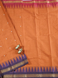 Chettinad Cotton Saree - Rust Orange