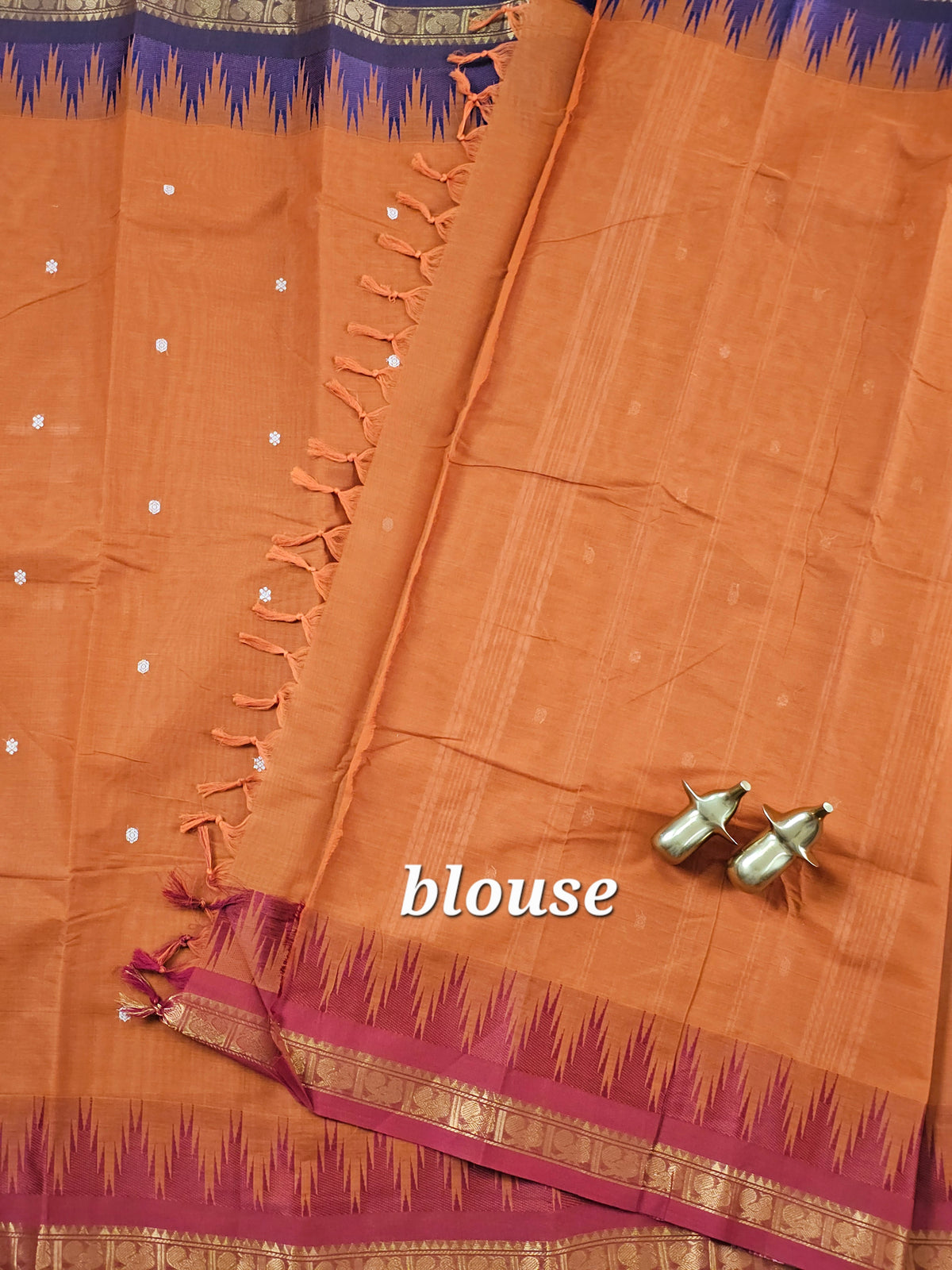 Chettinad Cotton Saree - Rust Orange