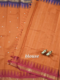 Chettinad Cotton Saree - Rust Orange