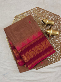 Chettinad Cotton Saree - Dark Beige