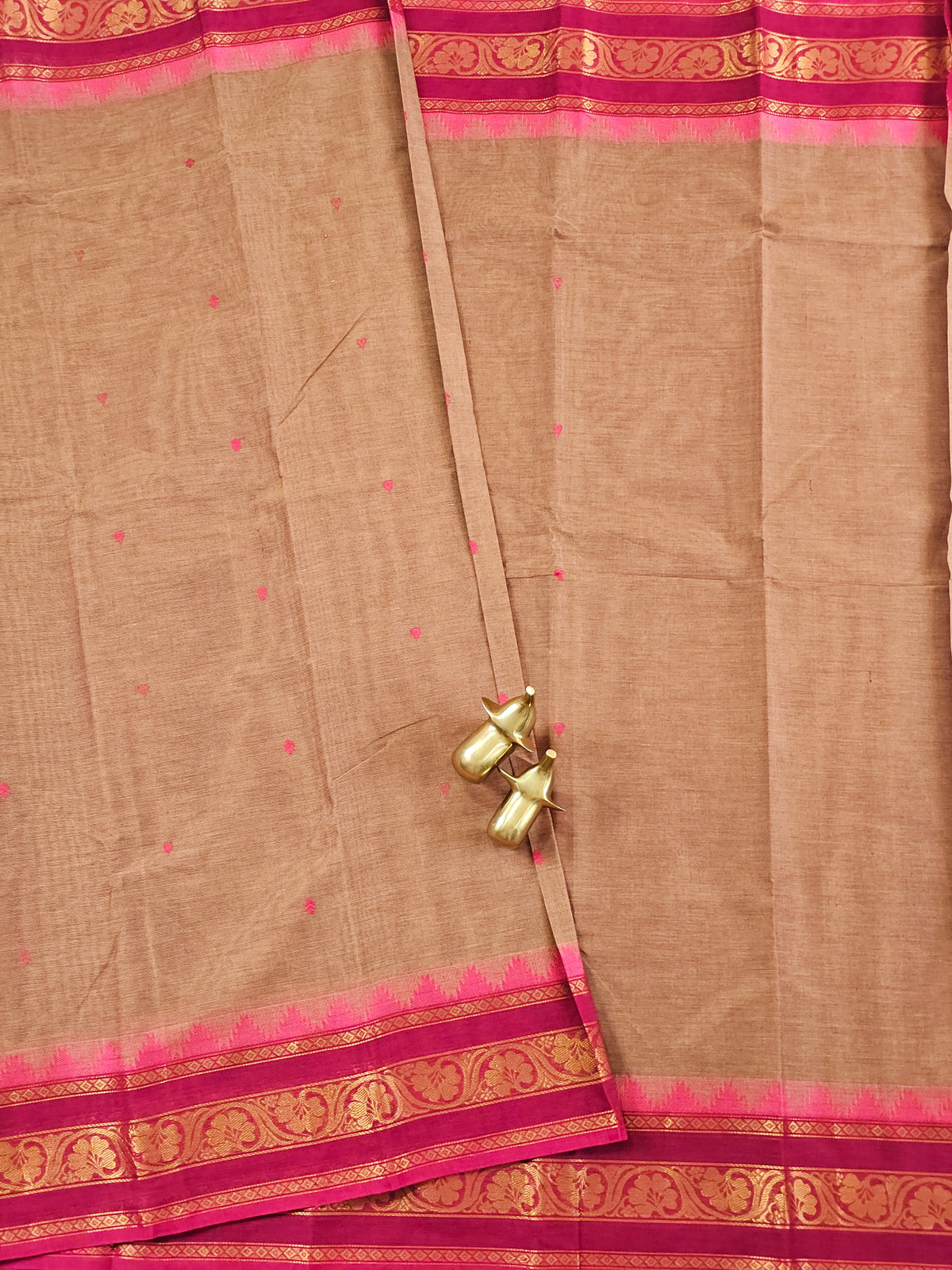 Chettinad Cotton Saree - Dark Beige