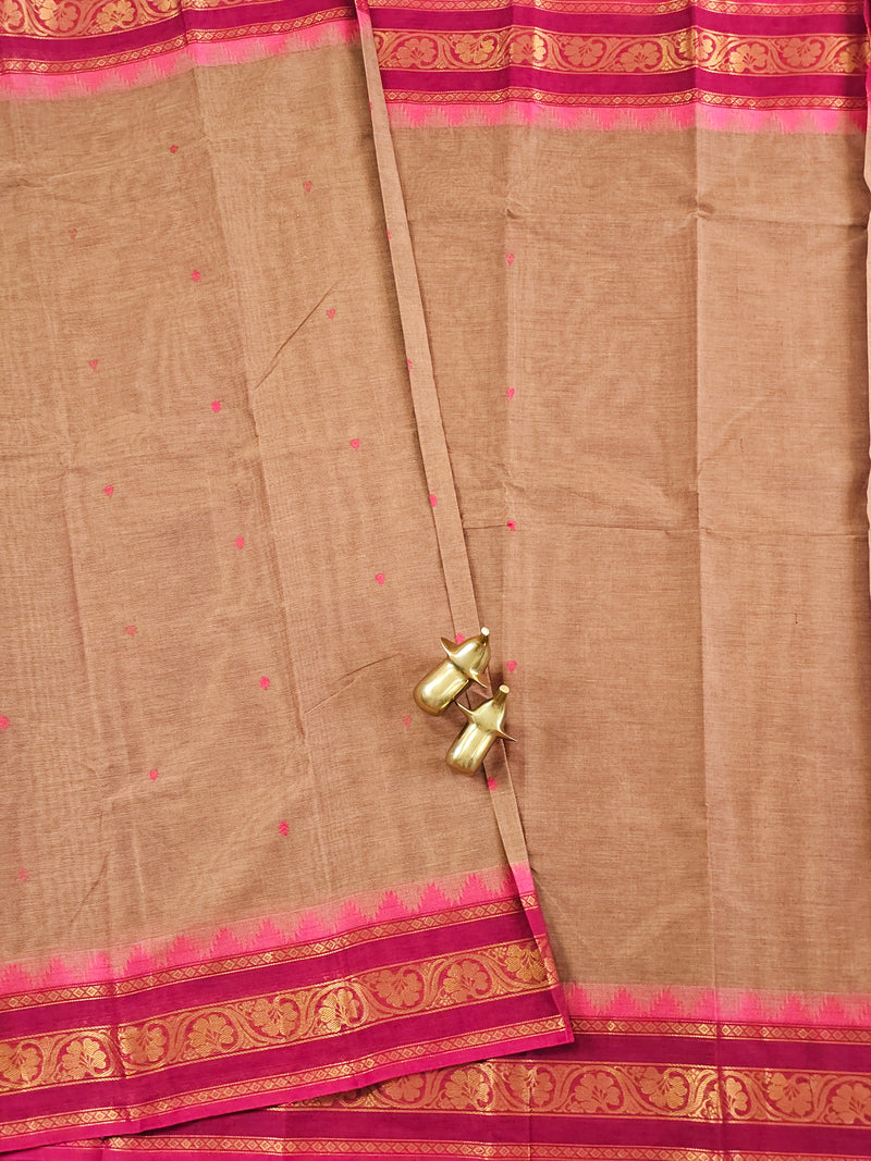 Chettinad Cotton Saree - Dark Beige
