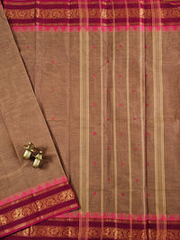 Chettinad Cotton Saree - Dark Beige