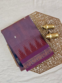 Chettinad Cotton Saree - Dual Shade Beige with Blue
