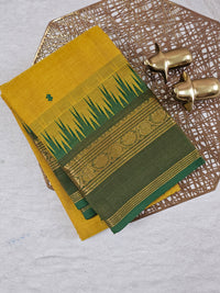 Chettinad Cotton Saree - Dual Shade Green with Yellow