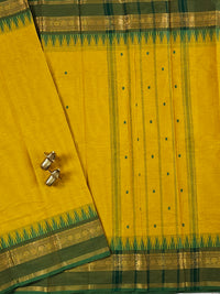 Chettinad Cotton Saree - Dual Shade Green with Yellow