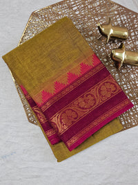 Chettinad Cotton Saree - Dual Shade Mustard Yellow