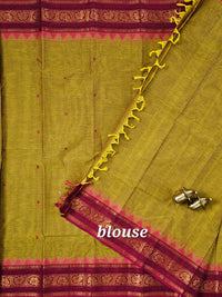 Chettinad Cotton Saree - Dual Shade Mustard Yellow