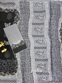 Pure Cotton with Hand Block Prints - Black with Grey