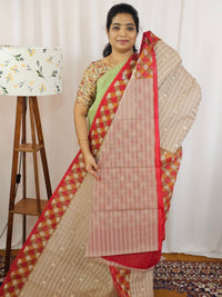 Premium Super Net Kota Saree - Beige with Red