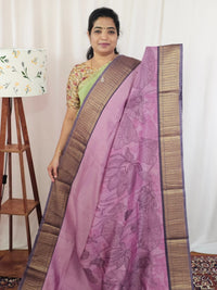 Pure Chanderi Butter Silk - Pink with Dark Purple