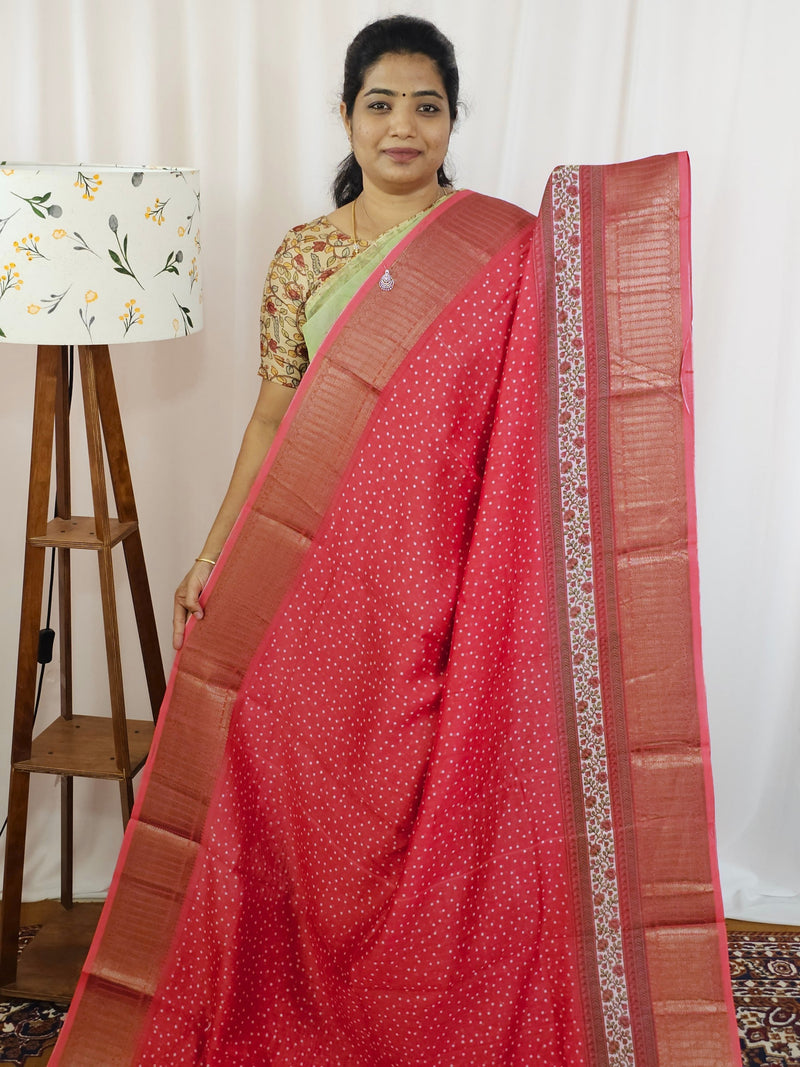 Pure Chanderi Butter Silk - Peachish Pink
