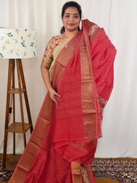 Pure Chanderi Butter Silk - Peachish Pink
