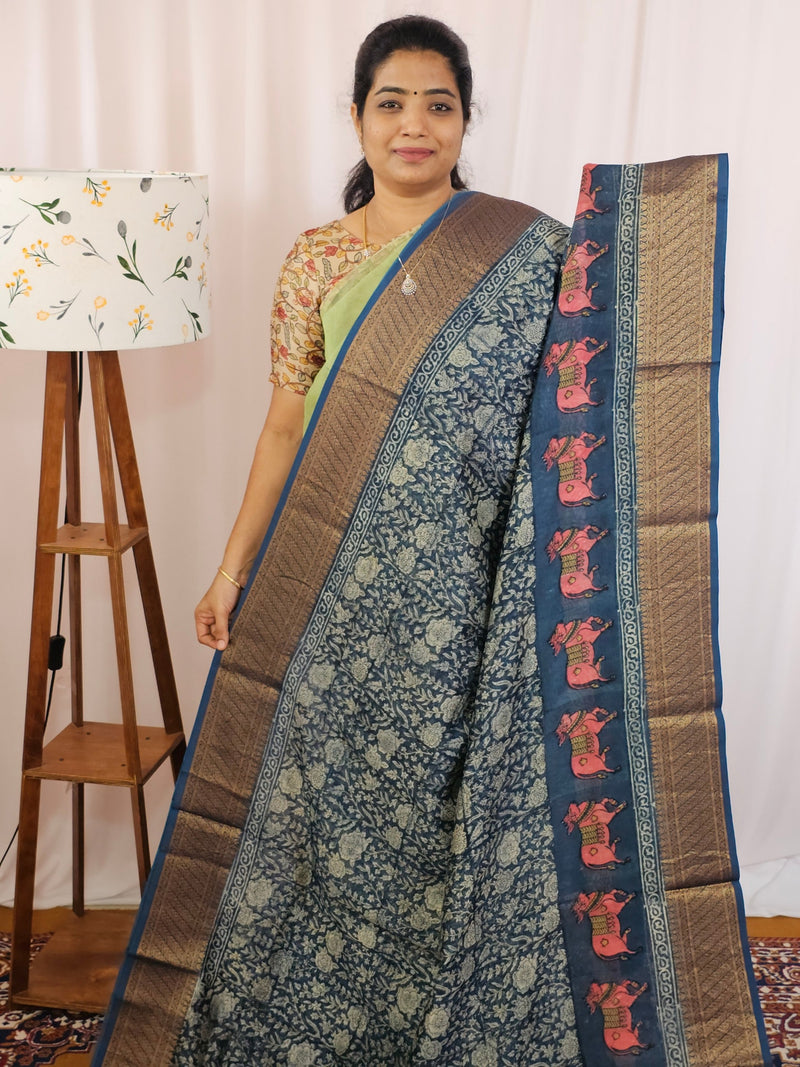 Pure Chanderi Butter Silk - Blue