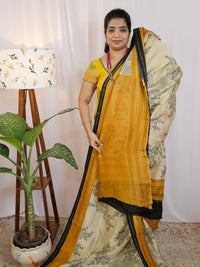 Pure Chanderi Butter Silk - Cream  with Yellow