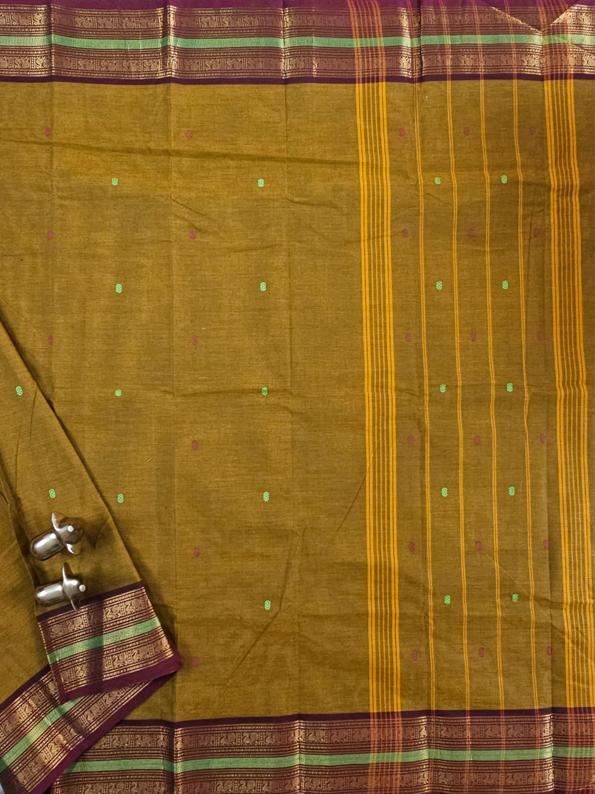 Chettinad Cotton Saree - Honey Brown with Brown