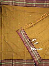 Chettinad Cotton Saree - Honey Brown with Brown