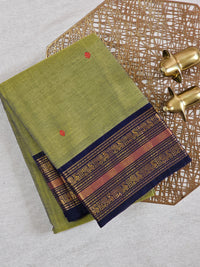 Chettinad Cotton Saree - Green with Blue