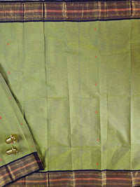 Chettinad Cotton Saree - Green with Blue